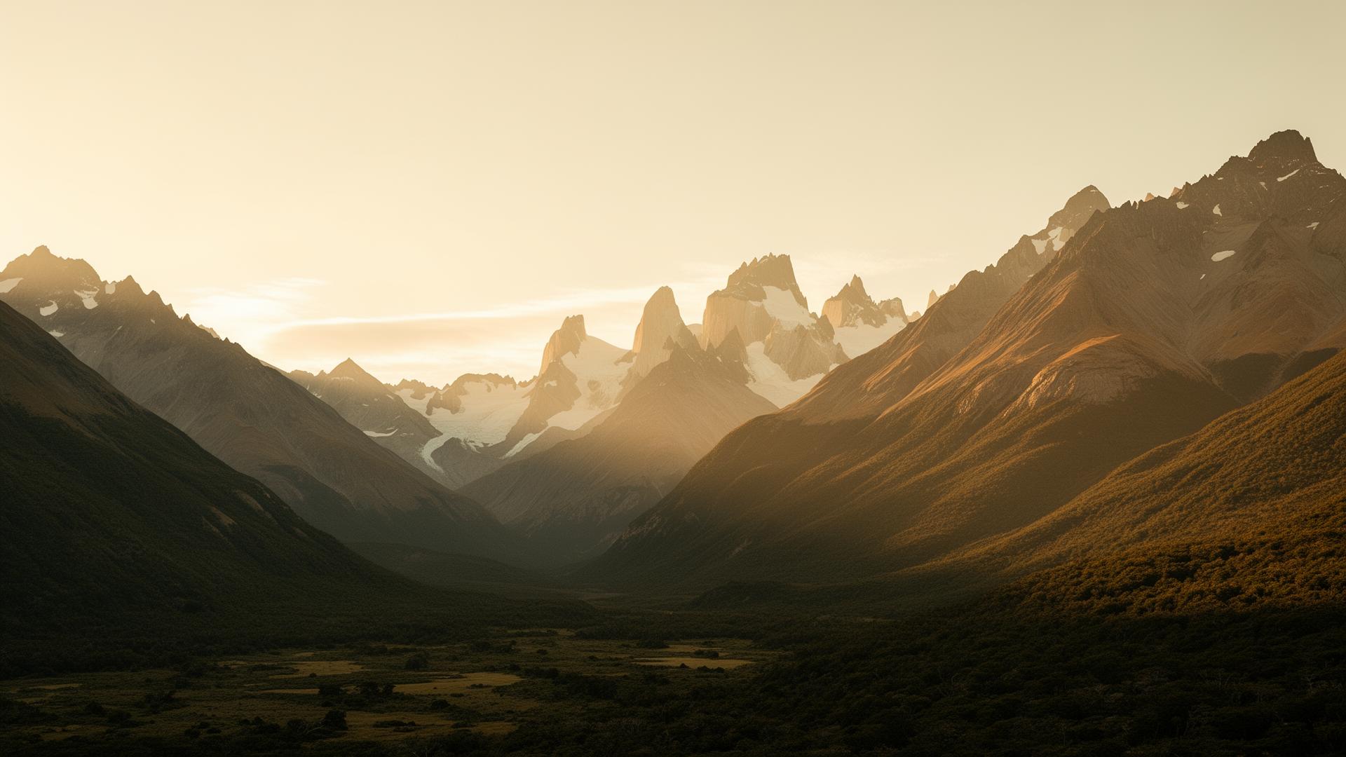Patagonia mountain landscape at golden hour
